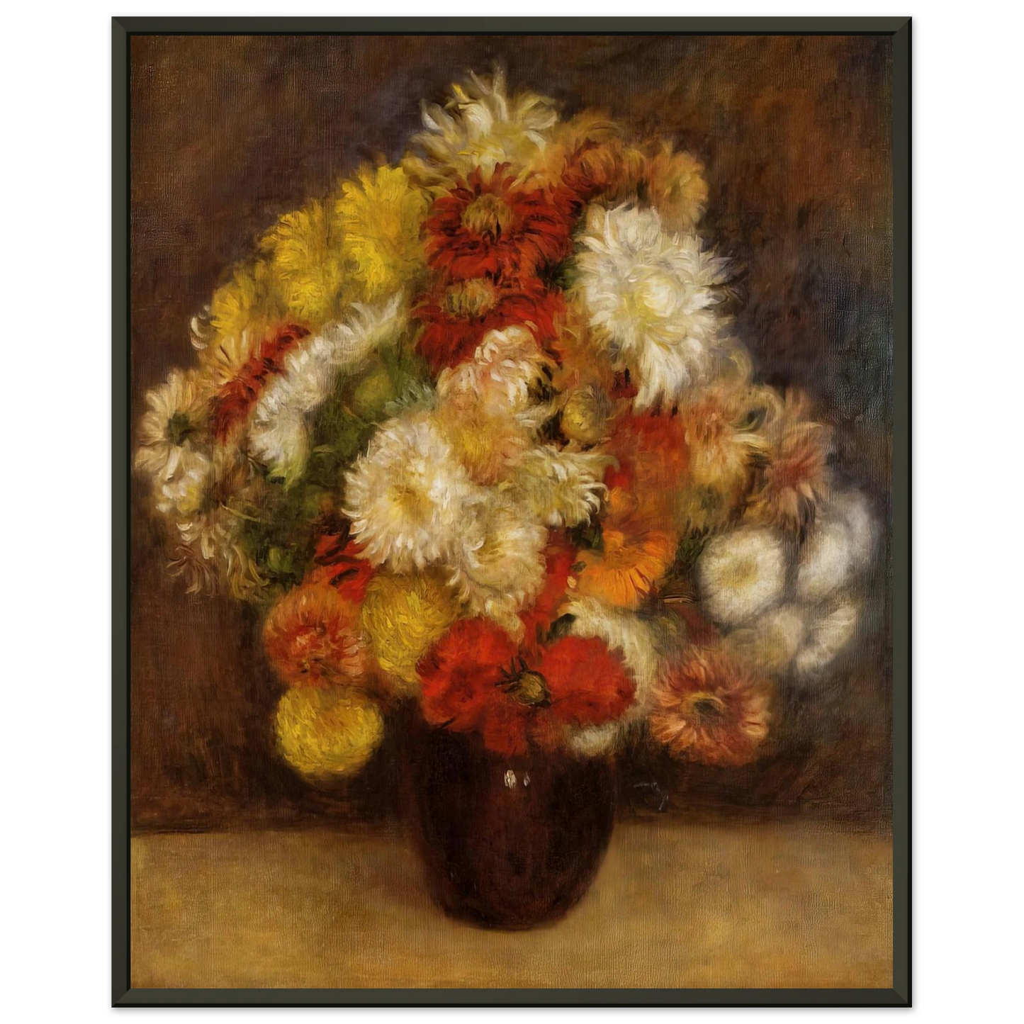 PierreAuguste Renoir  Bouquet of Chrysanthemums Framed Art Print  - Aluminum Frame - 40x50 cm / 16x20 inches