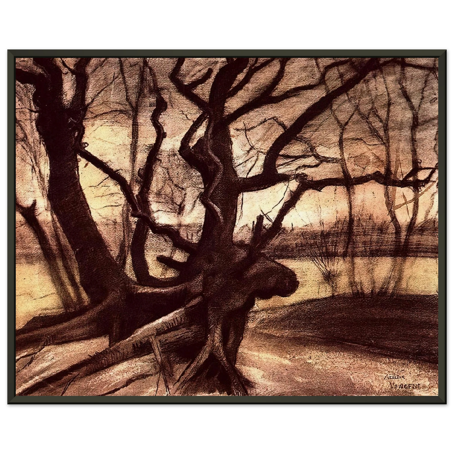 Vincent van Gogh  Study of a Tree Framed Art Print  - Aluminum Frame - 60x80 cm / 24x32 inches