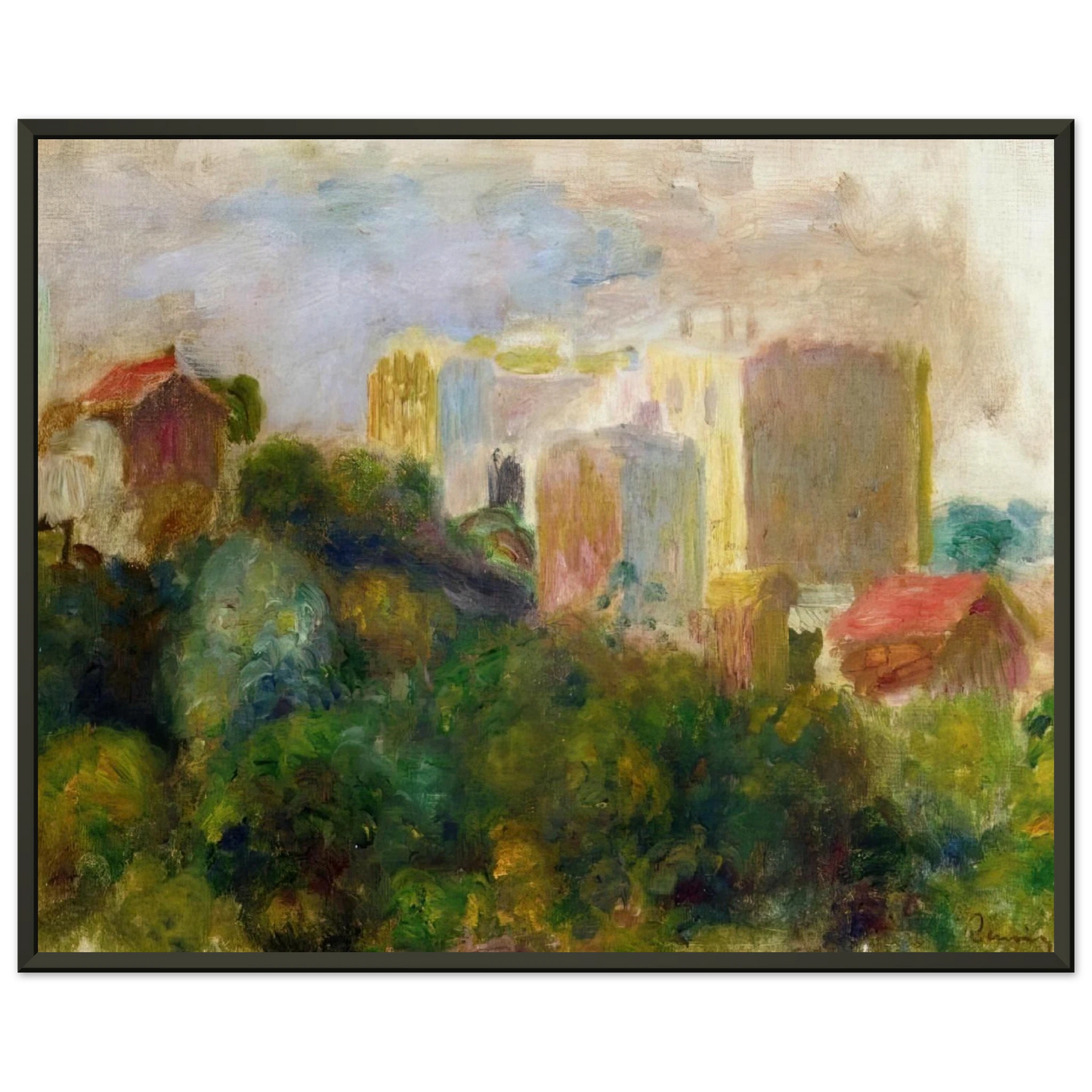 PierreAuguste Renoir  View from Renoirs Garden in Montmartre Framed Art Print  - Aluminum Frame - 60x80 cm / 24x32 inches