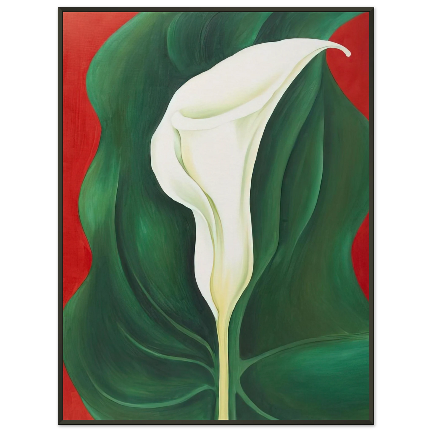 Georgia OKeeffe  Single Calla Lily  Red  Framed Art Print  - Aluminum Frame - 60x80 cm / 24x32 inches