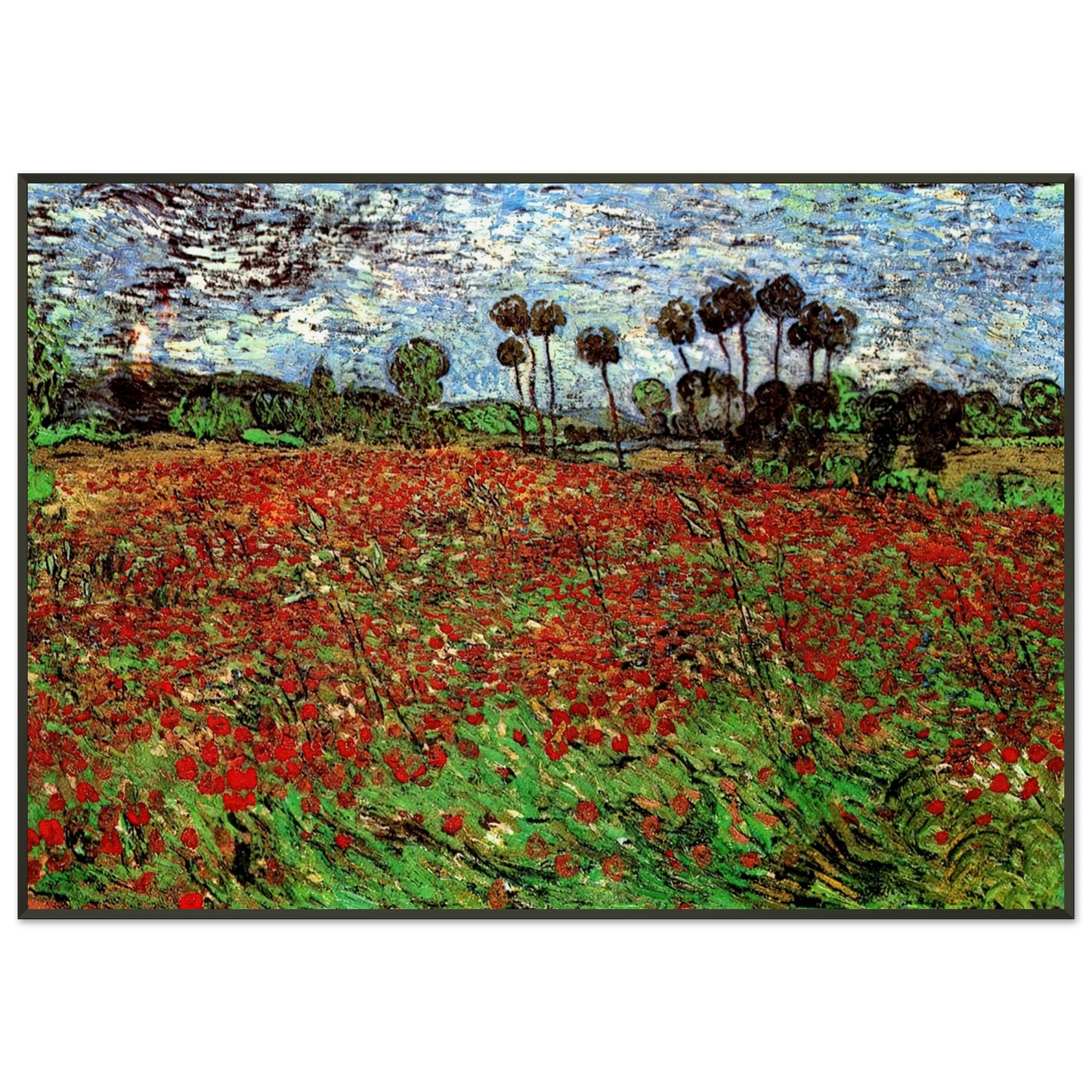 Vincent van Gogh  Field with Poppies Framed Art Print  - Aluminum Frame - 21x29.7 cm / 8x12"