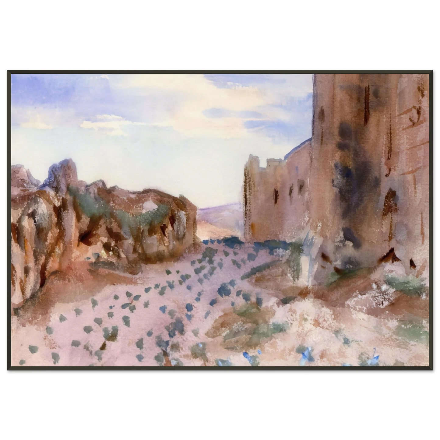John Singer Sargent  Fortress Roads and Rocks Framed Art Print  - Aluminum Frame - 21x29.7 cm / 8x12"