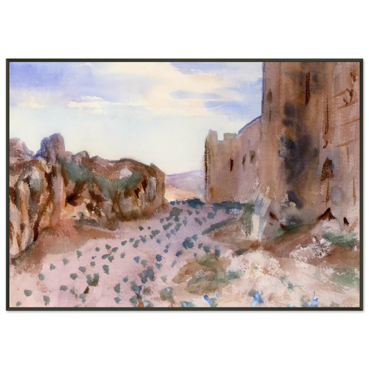 John Singer Sargent  Fortress Roads and Rocks Framed Art Print  - Aluminum Frame - 21x29.7 cm / 8x12"
