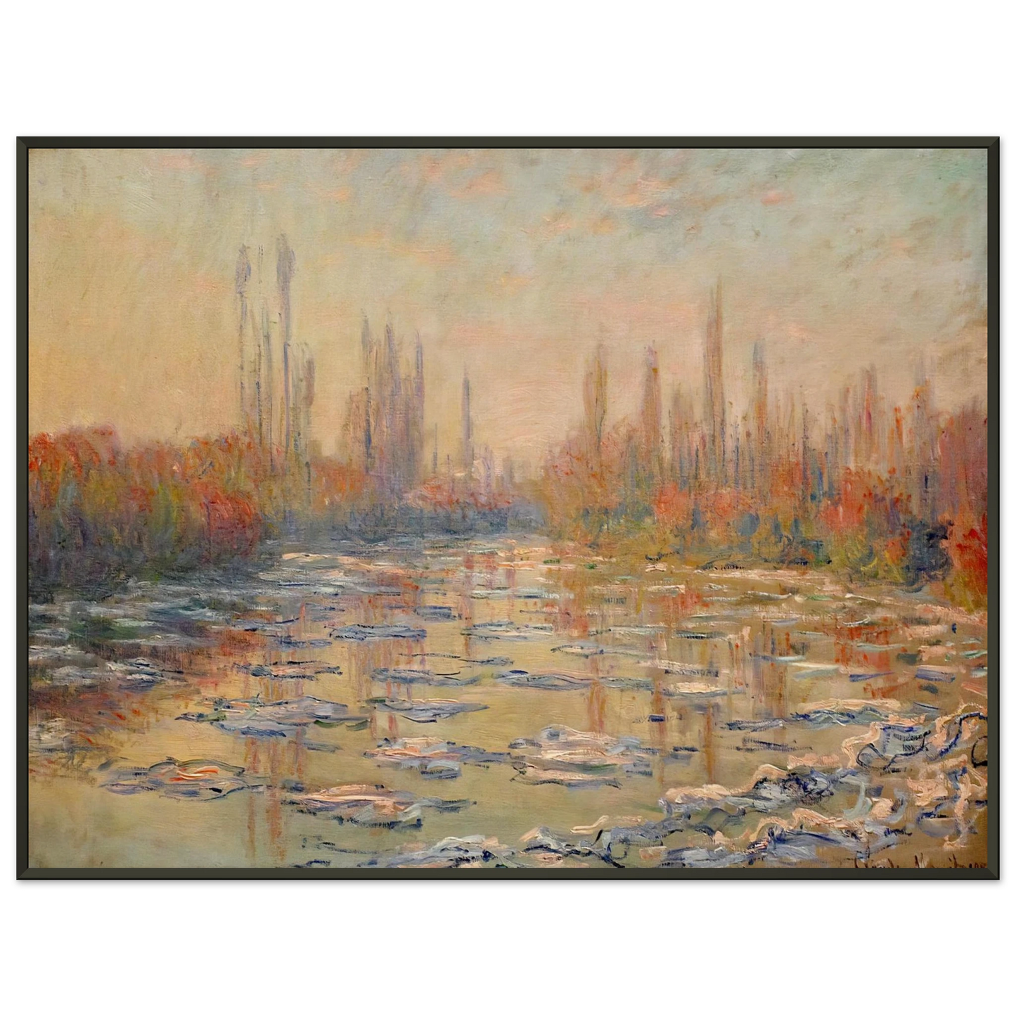 claude monet  Floating Ice on the Seine 02 Framed Art Print  - Aluminum Frame - 40x50 cm / 16x20 inches