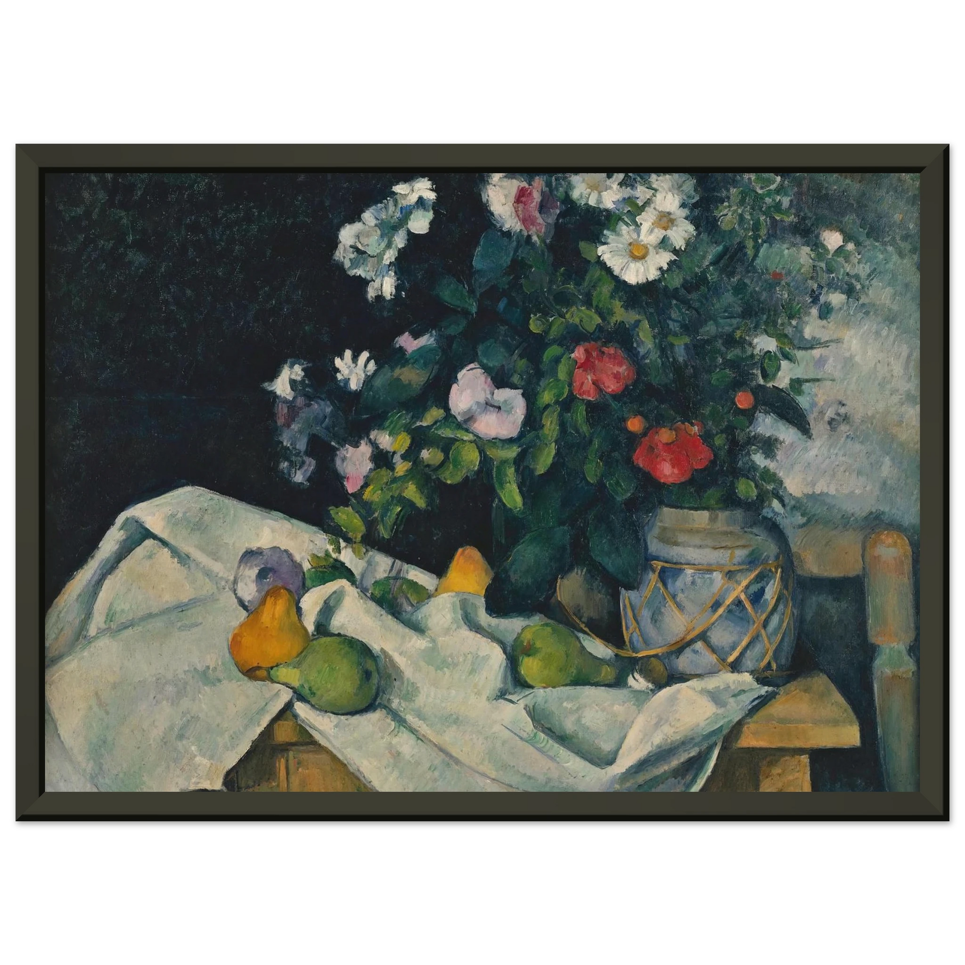 Paul Cezanne  Still Life with Flowers and Fruit Framed Art Print  - Aluminum Frame - 60x80 cm / 24x32 inches
