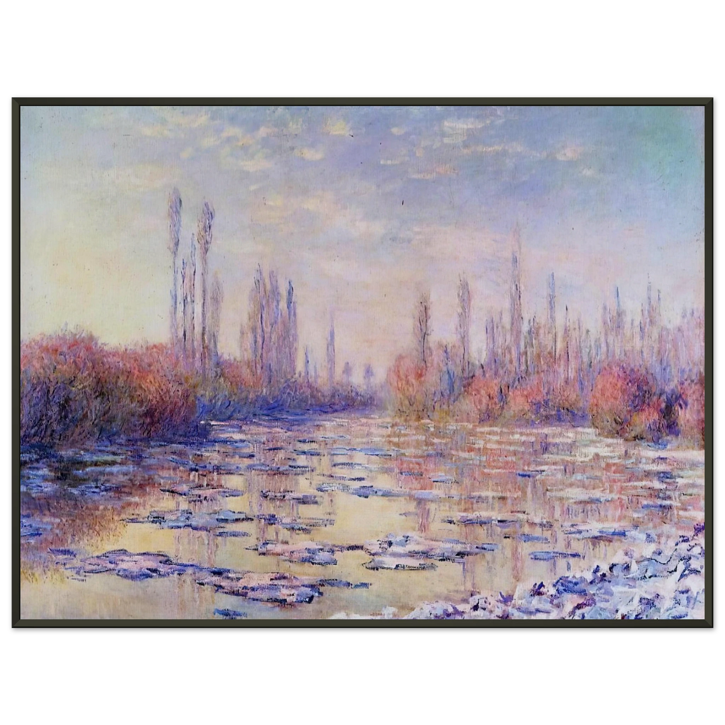 claude monet  Floating Ice on the Seine Framed Art Print  - Aluminum Frame - 40x50 cm / 16x20 inches