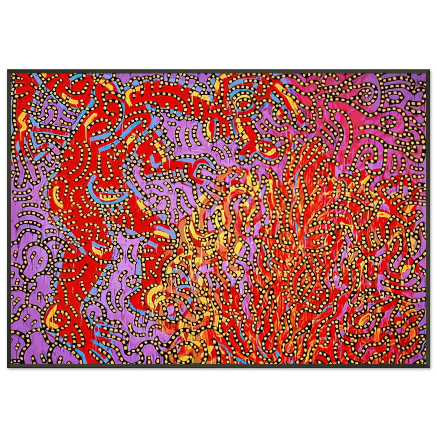 Keith Haring  MOSES AND THE BURNING BUSH 1985 Framed Art Print  - Aluminum Frame - 21x29.7 cm / 8x12"