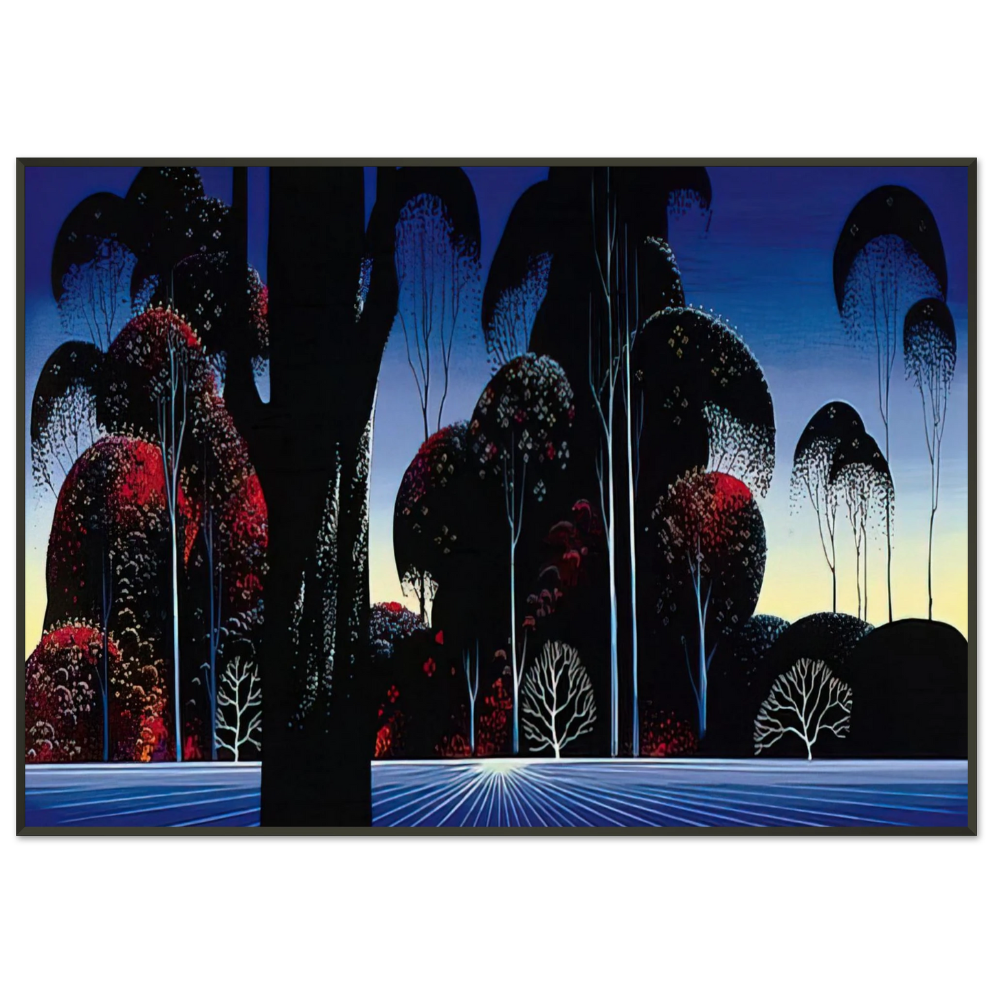 Eyvind Earle  Dark Silence Framed Art Print  - Aluminum Frame - 21x29.7 cm / 8x12"