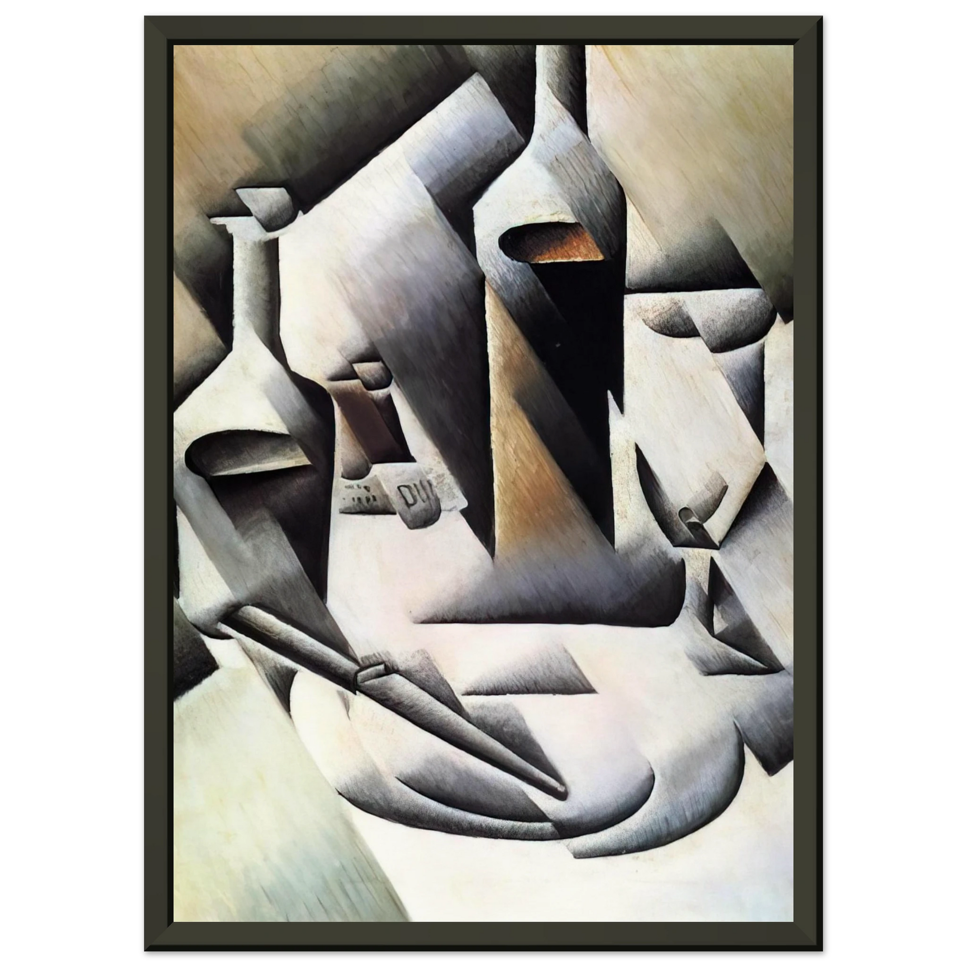 Juan Gris  BOTTLES AND KNIFE 1912 Framed Art Print  - Aluminum Frame - 60x80 cm / 24x32 inches
