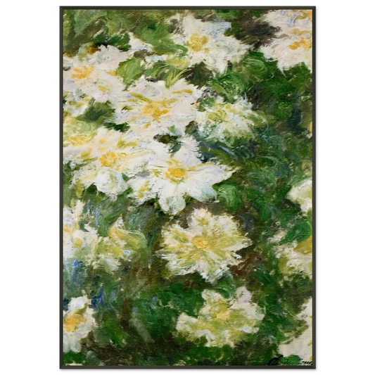 claude monet  White Clematis Framed Art Print  - Aluminum Frame - 21x29.7 cm / 8x12"