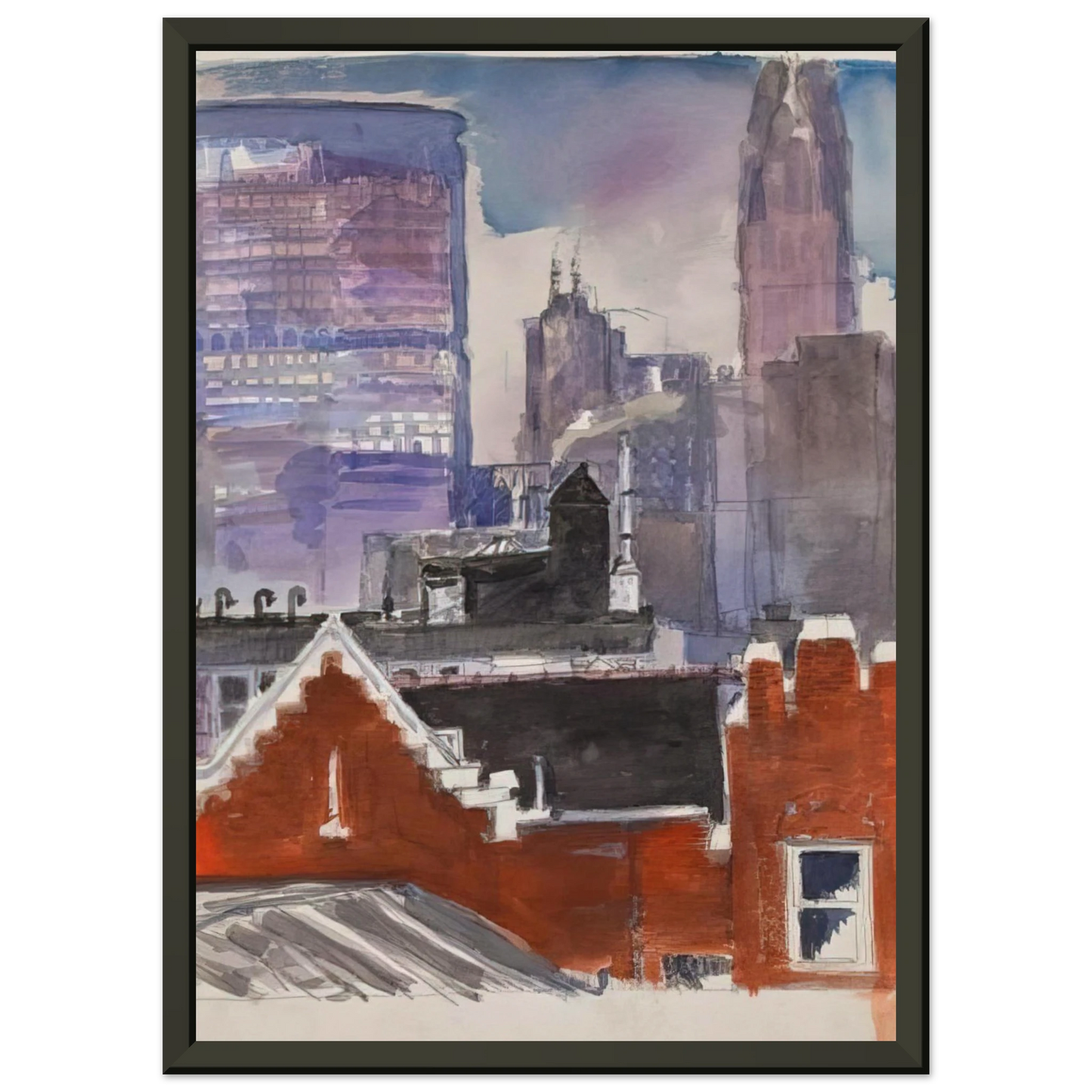 Paul Thek  Untitled cityscape  1986 Framed Art Print  - Aluminum Frame - 40x50 cm / 16x20 inches