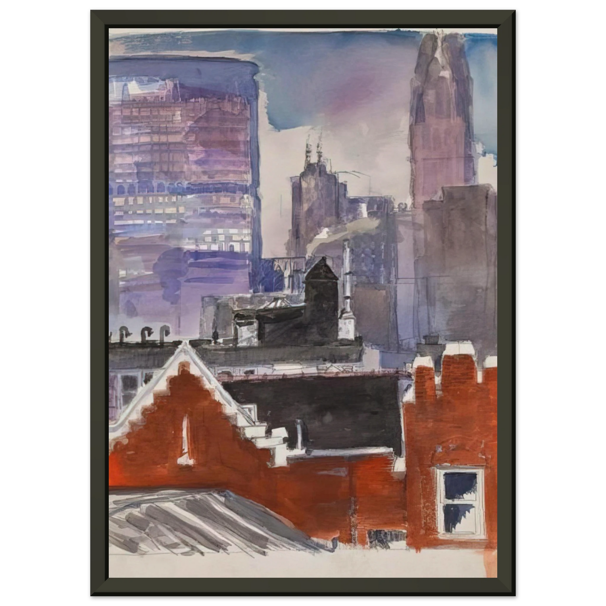 Paul Thek  Untitled cityscape  1986 Framed Art Print  - Aluminum Frame - 40x50 cm / 16x20 inches