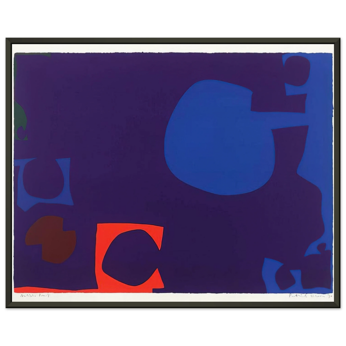Patrick Heron  Blue and Deep Violet with Orange Brown and Green  1970 Framed Art Print  - Aluminum Frame - 70x100 cm / 28x40 inches