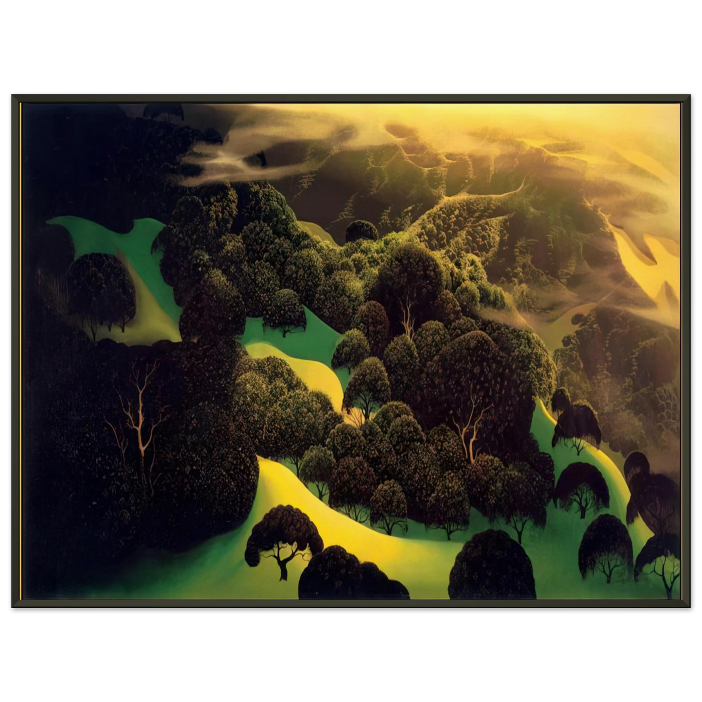 Eyvind Earle  Deep Wilderness Framed Art Print  - Aluminum Frame - 70x100 cm / 28x40 inches
