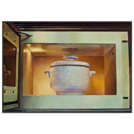 Mary Pratt  Romancing the Casserole  1985 Framed Art Print  - Aluminum Frame - 21x29.7 cm / 8x12"