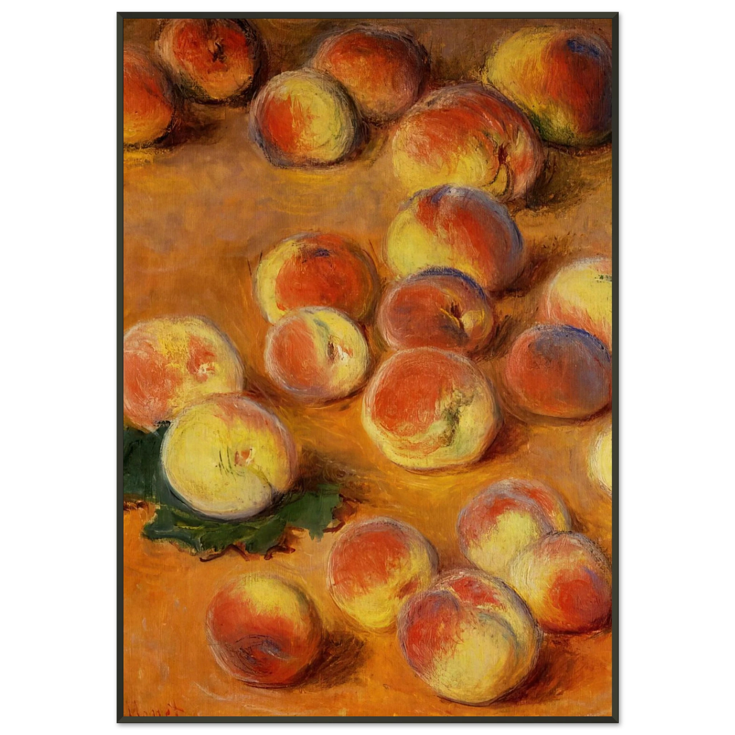 claude monet  Peaches Framed Art Print  - Aluminum Frame - 21x29.7 cm / 8x12"
