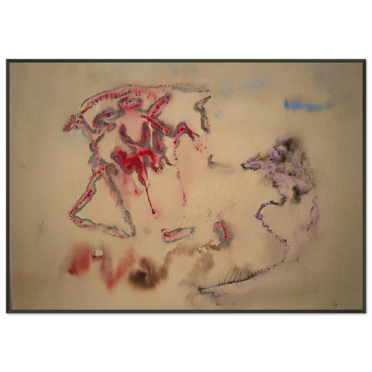 Henri Michaux  UNTITLED 1958 Framed Art Print  - Aluminum Frame - 21x29.7 cm / 8x12"