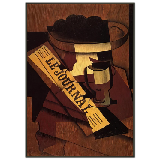 Juan Gris  FRUIT DISH GLASS AND NEWSPAPER 1916 Framed Art Print  - Aluminum Frame - 21x29.7 cm / 8x12"
