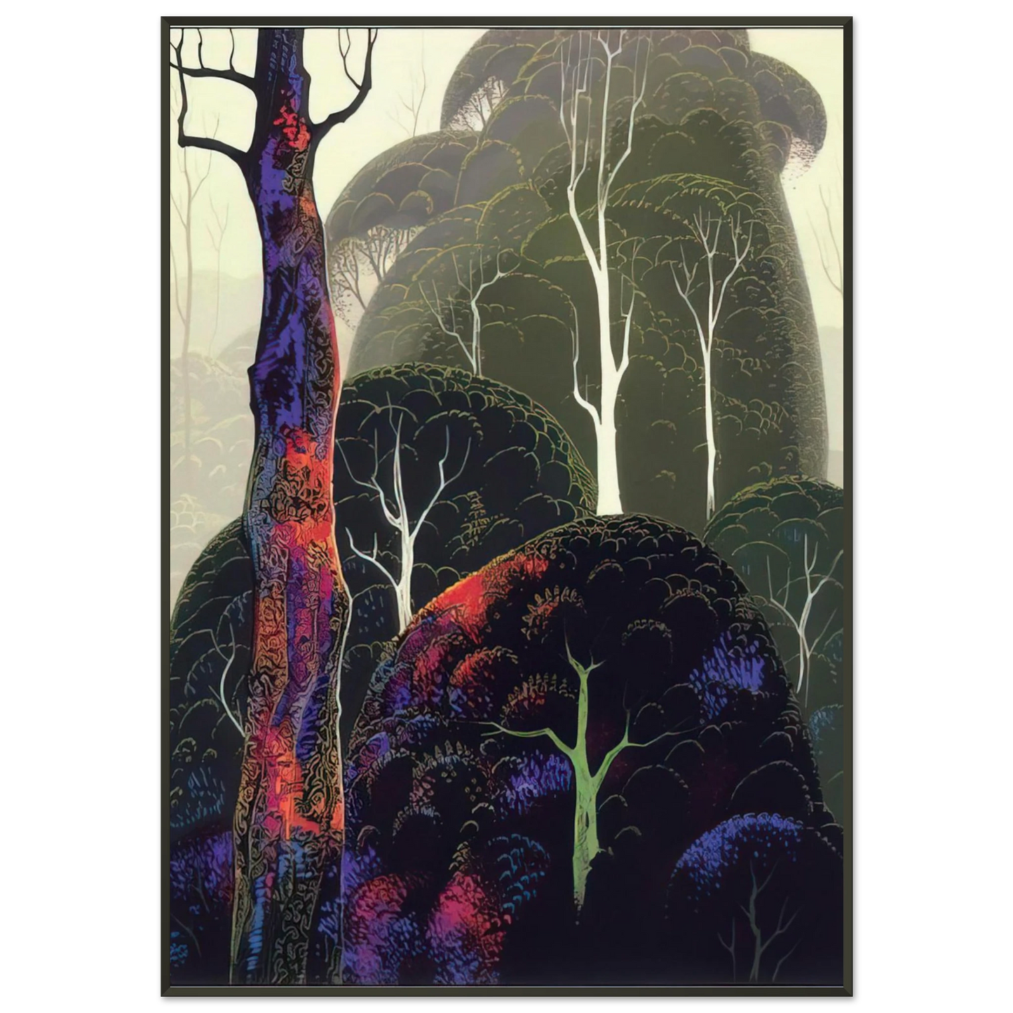Eyvind Earle  Early Autumn Framed Art Print  - Aluminum Frame - 21x29.7 cm / 8x12"
