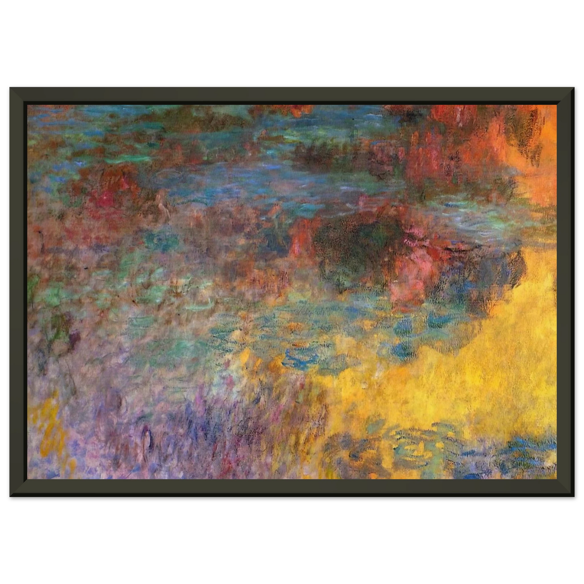 claude monet  Water Lily Pond Evening left panel Framed Art Print  - Aluminum Frame - 40x50 cm / 16x20 inches