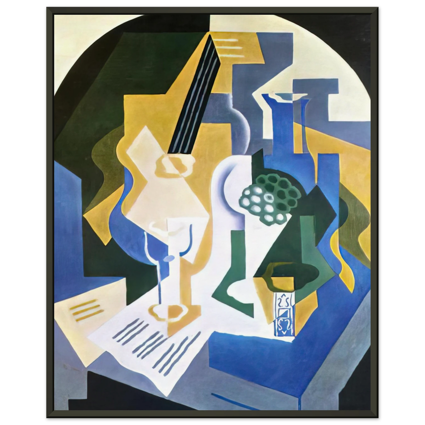 Juan Gris  STILL LIFE WITH FRUIT BOWL AND MANDOLIN 1919 Framed Art Print  - Aluminum Frame - 40x50 cm / 16x20 inches