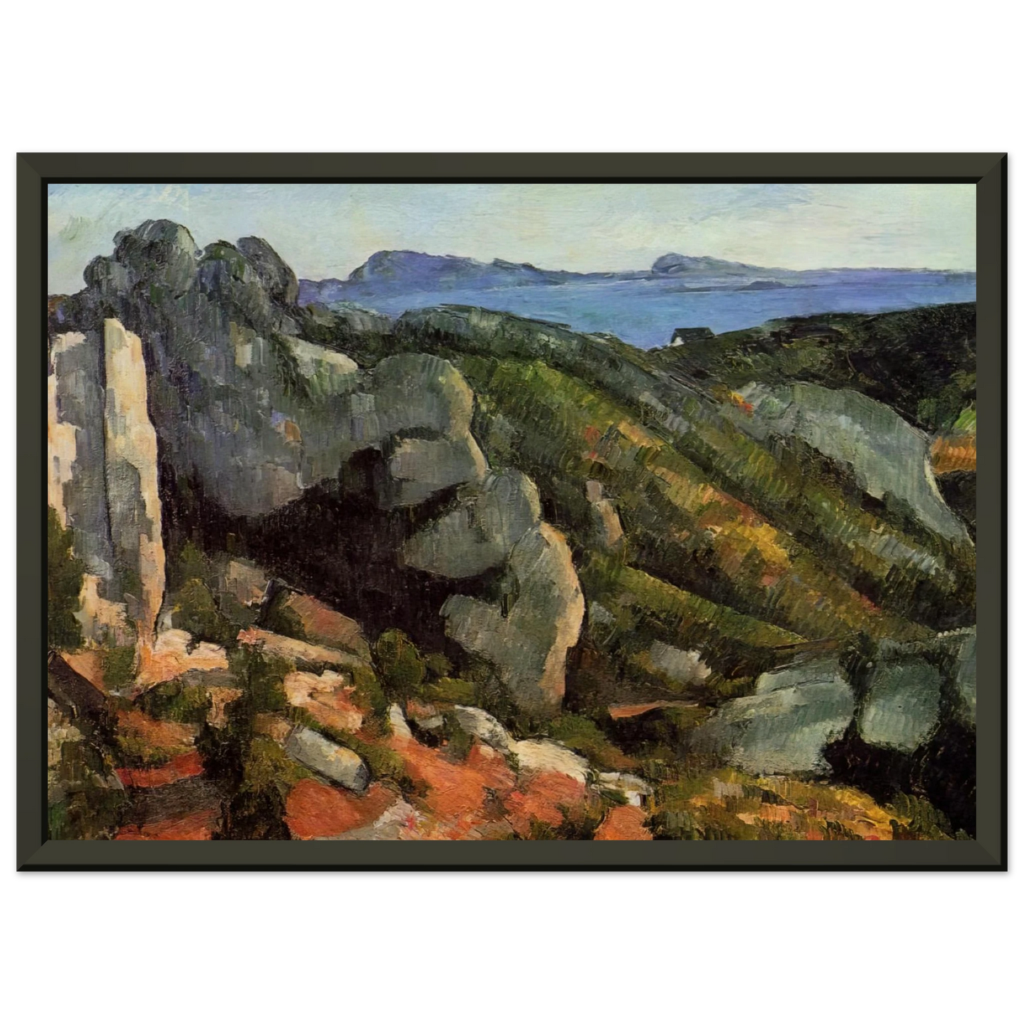 Paul Cezanne  Rocks at LEstaque Framed Art Print  - Aluminum Frame - 40x50 cm / 16x20 inches