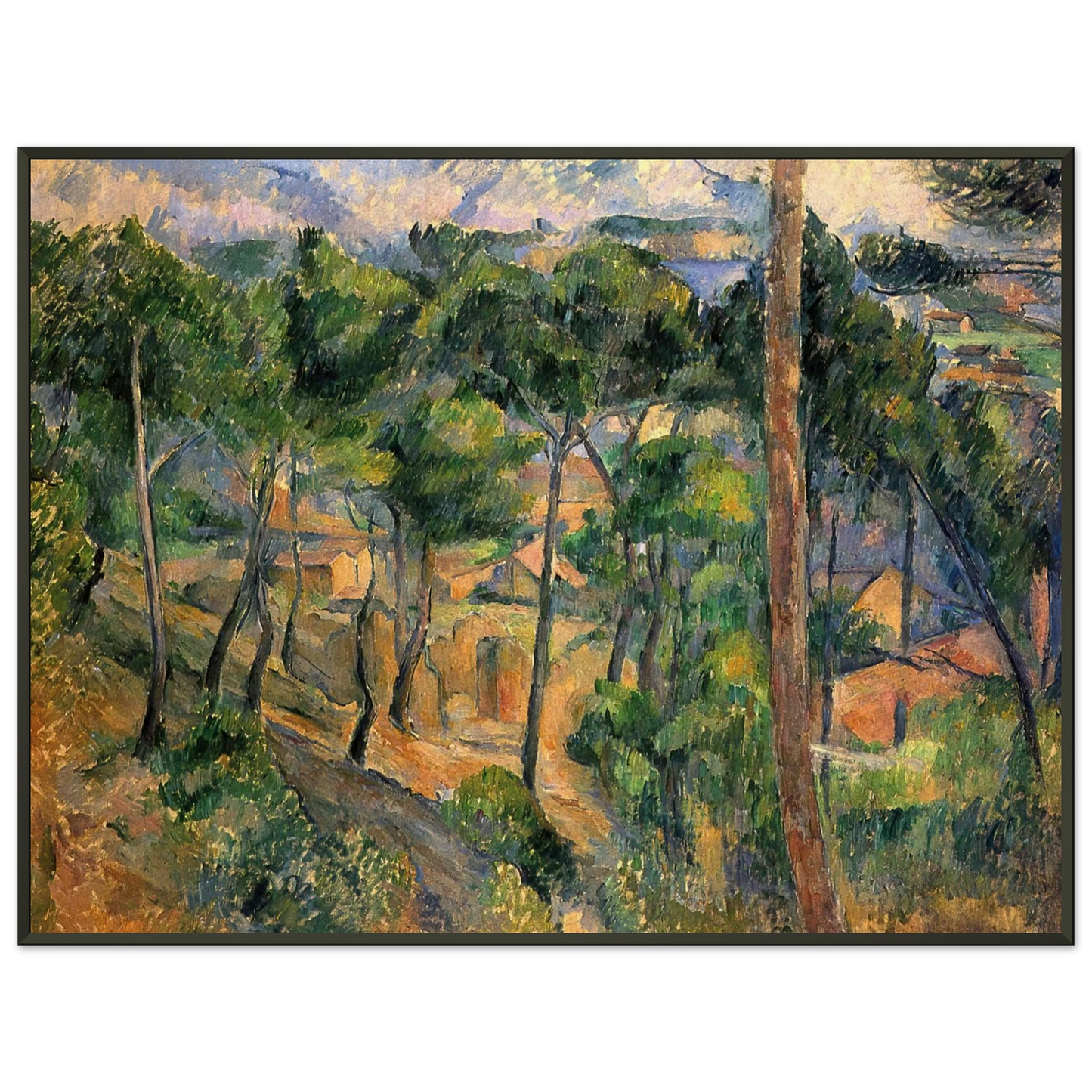 Paul Cezanne  LEstaque View Through The Pines Framed Art Print  - Aluminum Frame - 70x100 cm / 28x40 inches