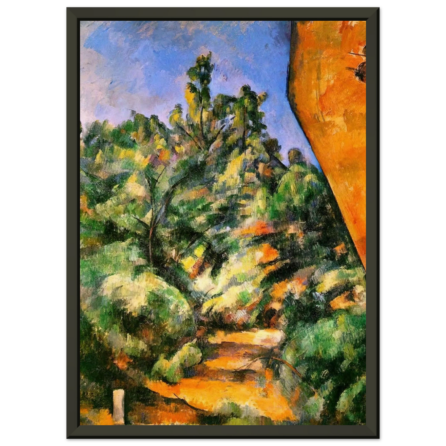 Paul Cezanne  Bibemus The Red Rock Framed Art Print  - Aluminum Frame - 60x80 cm / 24x32 inches
