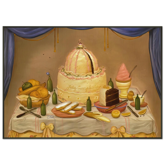 Fernando Botero  HAPPY BIRTHDAY Framed Art Print  - Aluminum Frame - 21x29.7 cm / 8x12"