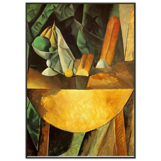 Pablo Picasso  Bread and dish with fruits on the table Framed Art Print  - Aluminum Frame - 21x29.7 cm / 8x12"