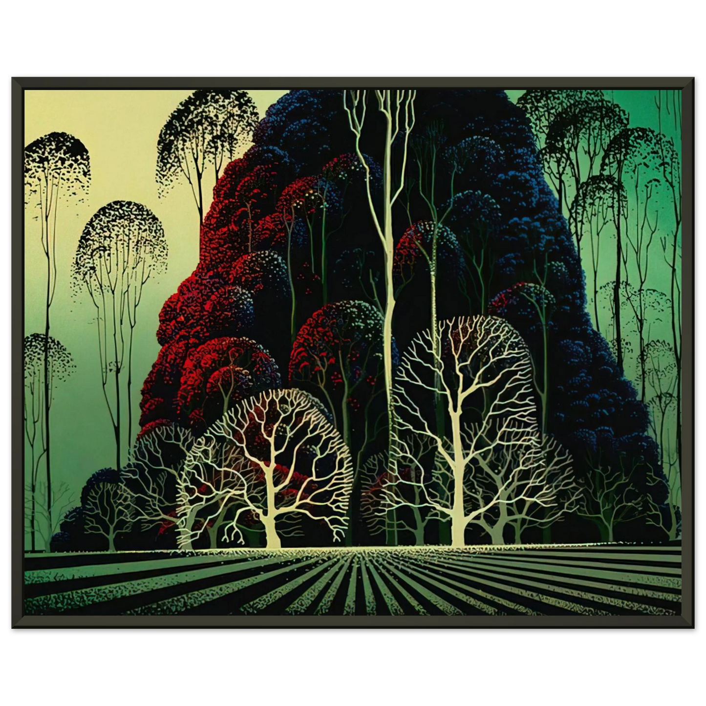 Eyvind Earle  Eucalyptus Forest Framed Art Print  - Aluminum Frame - 70x100 cm / 28x40 inches