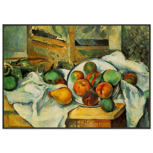Paul Cezanne  Table Napkin and Fruit Framed Art Print  - Aluminum Frame - 21x29.7 cm / 8x12"