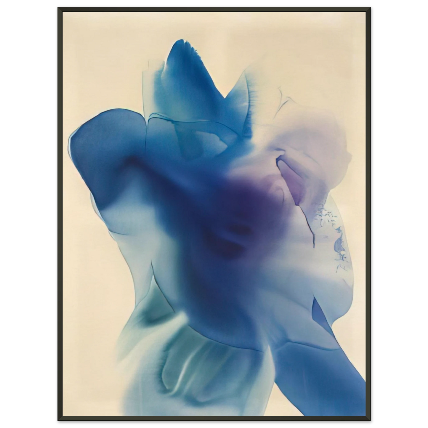 Paul Jenkins  Phenomena Astral Blue Framed Art Print  - Aluminum Frame - 60x80 cm / 24x32 inches