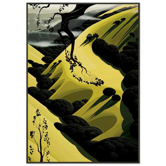 Eyvind Earle  High Country Valley Framed Art Print  - Aluminum Frame - 21x29.7 cm / 8x12"