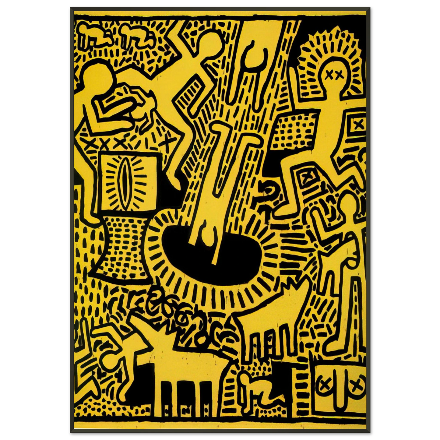 Keith Haring  UNTITLED 1981 Framed Art Print  - Aluminum Frame - 21x29.7 cm / 8x12"