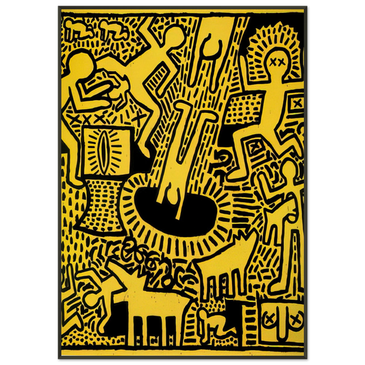 Keith Haring  UNTITLED 1981 Framed Art Print  - Aluminum Frame - 21x29.7 cm / 8x12"