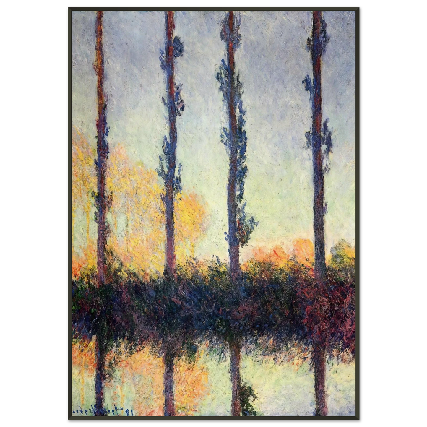 claude monet  Poplars Four Trees Framed Art Print  - Aluminum Frame - 21x29.7 cm / 8x12"