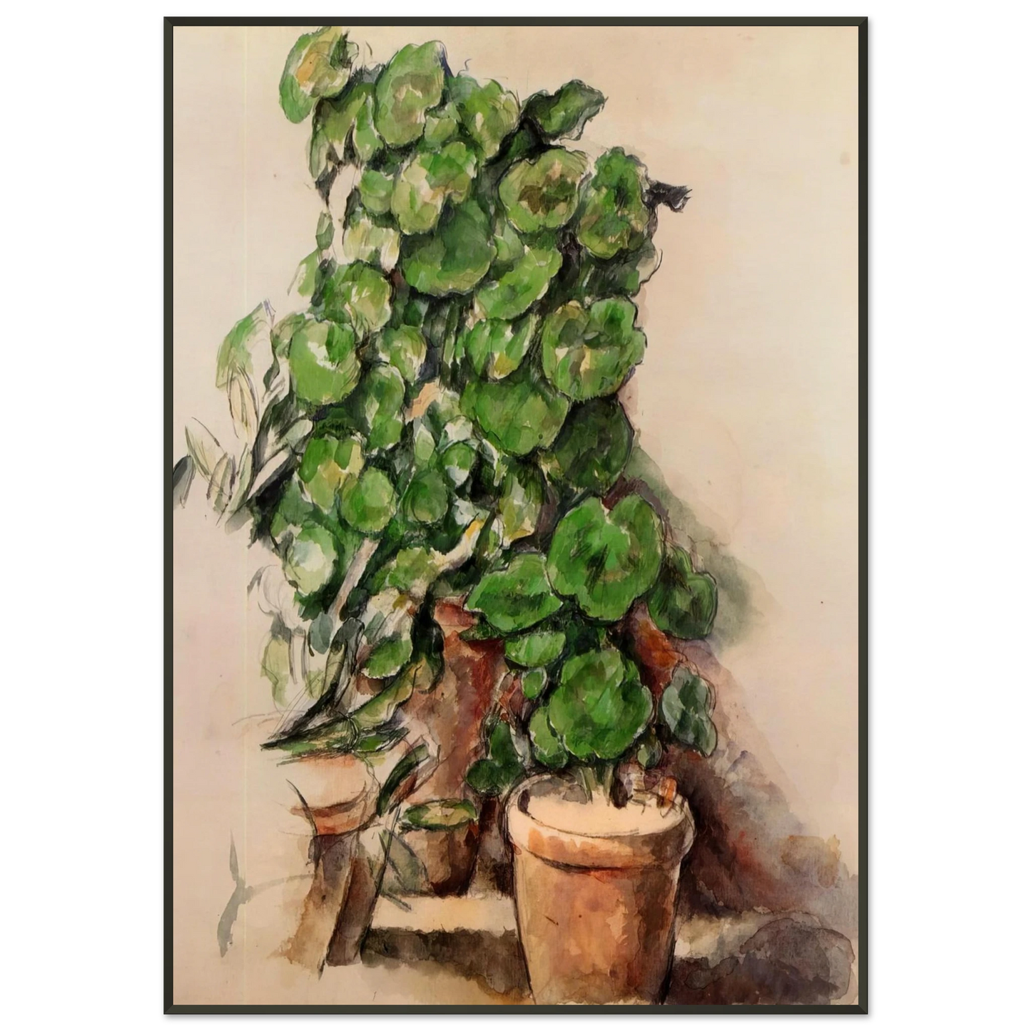 Paul Cezanne  Pots of Geraniums Framed Art Print  - Aluminum Frame - 21x29.7 cm / 8x12"