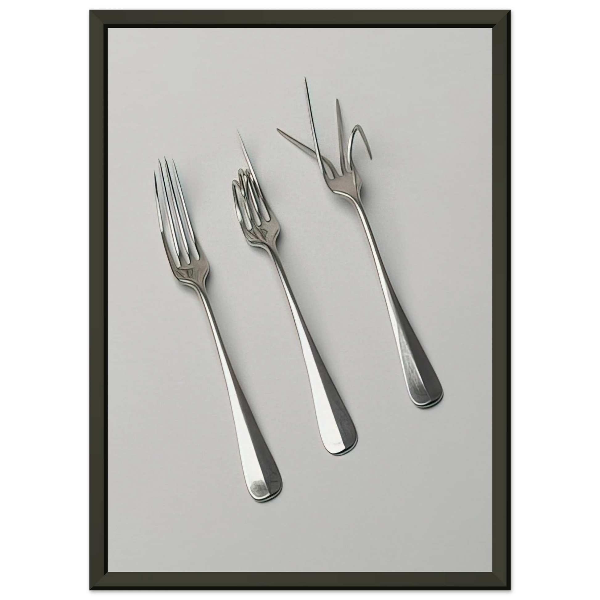 Bruno Munari  Fork Design  1958 Framed Art Print  - Aluminum Frame - 70x100 cm / 28x40 inches