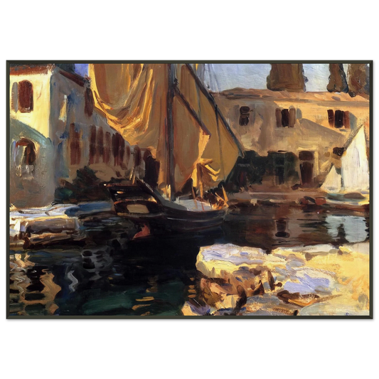 John Singer Sargent  San Vigilio A Boat with Golden Sail Framed Art Print  - Aluminum Frame - 21x29.7 cm / 8x12"