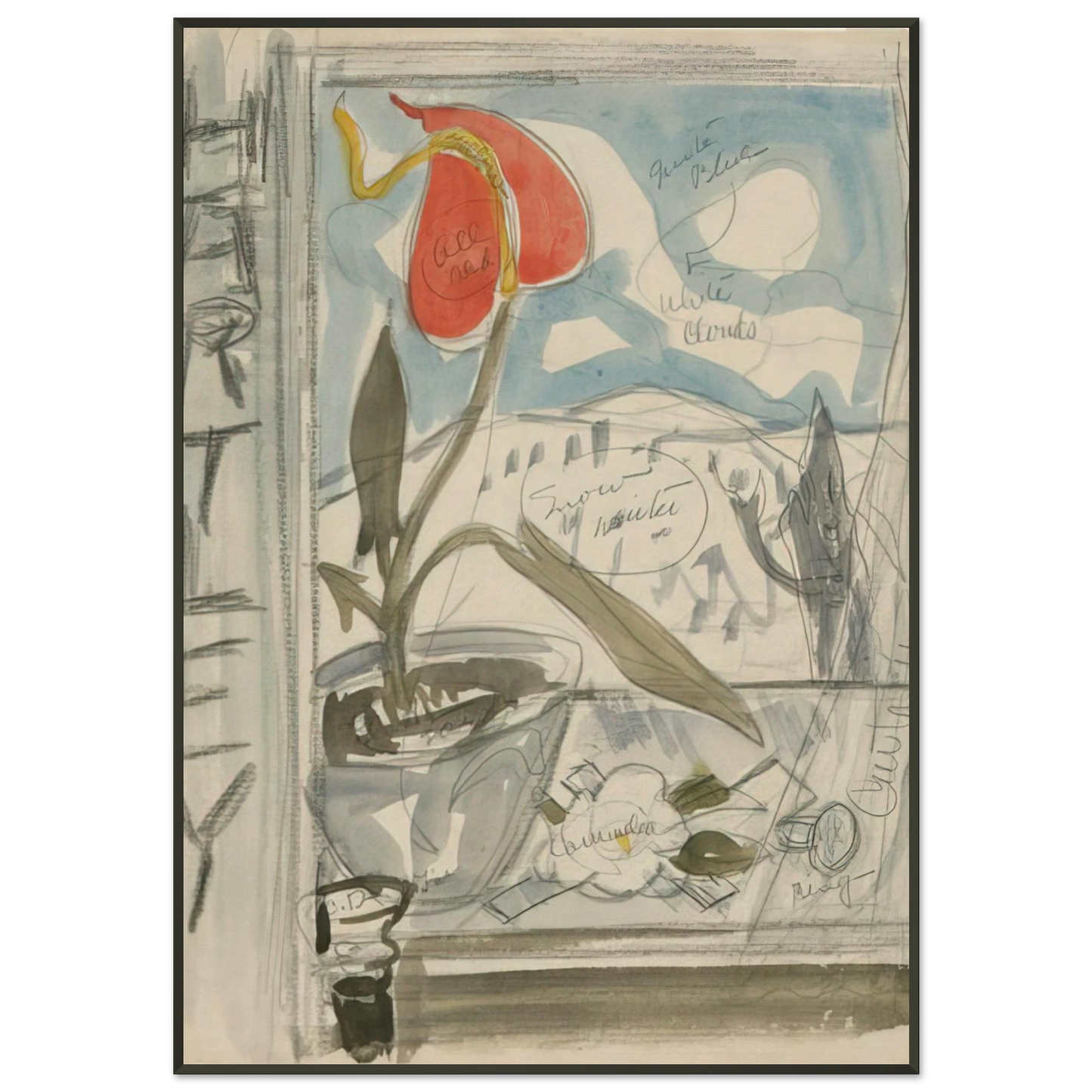 Charles Demuth  Study for Poster Portrait Marsden Hartley  1924 Framed Art Print  - Aluminum Frame - 21x29.7 cm / 8x12"
