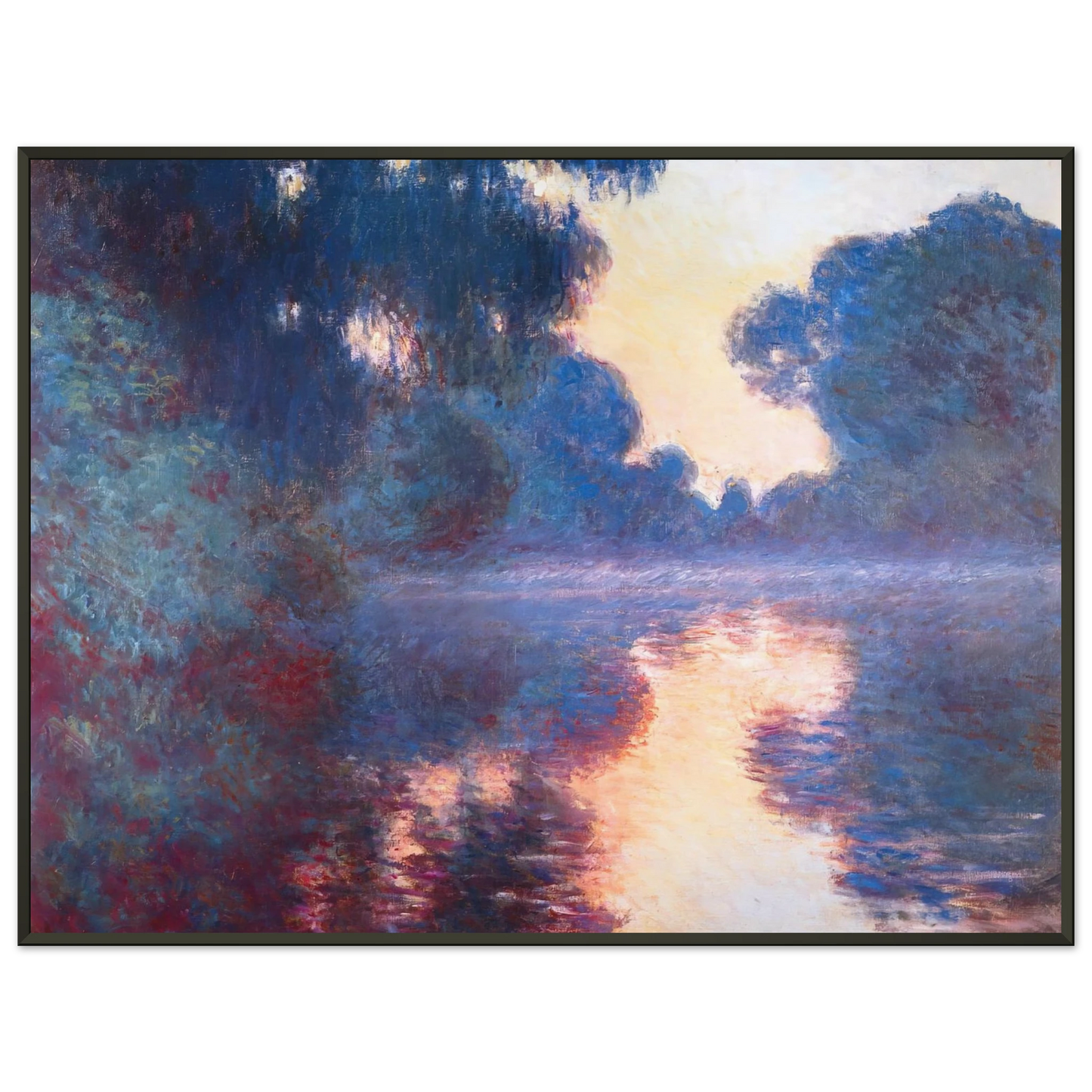 claude monet  Misty Morning on the Seine in Bue Framed Art Print  - Aluminum Frame - 60x80 cm / 24x32 inches