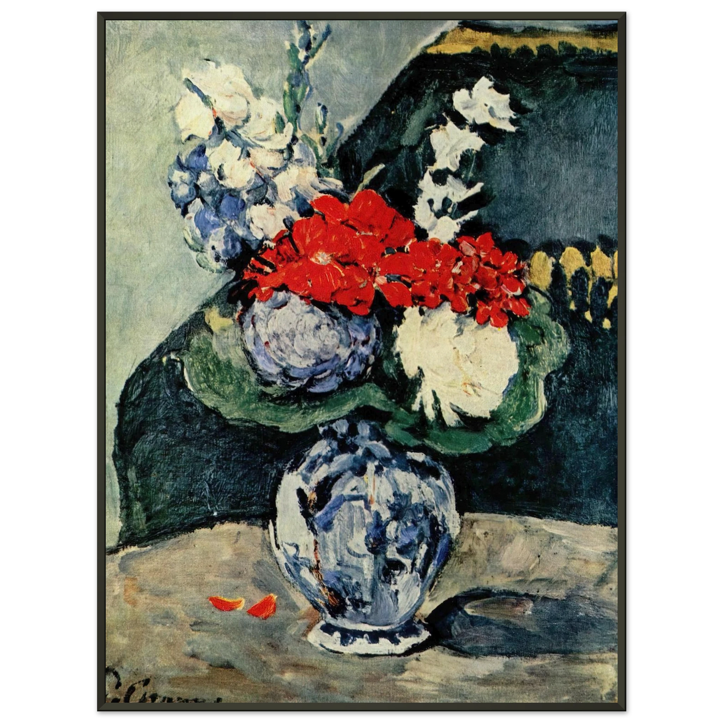 Paul Cezanne  Still life Delft vase with flowers Framed Art Print  - Aluminum Frame - 40x50 cm / 16x20 inches