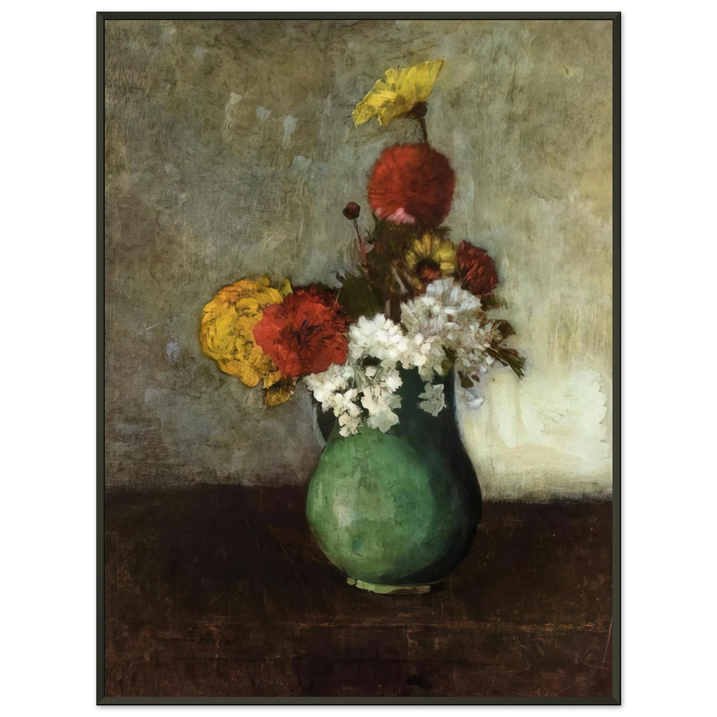 Odilon Redon  VASE OF FLOWERS 1900 Framed Art Print  - Aluminum Frame - 60x80 cm / 24x32 inches