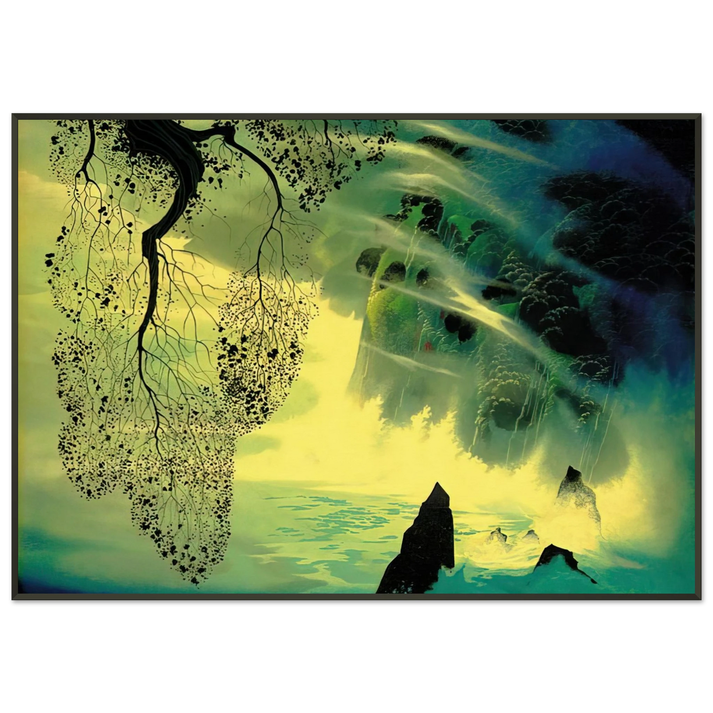 Eyvind Earle  A Swirl of Fog Framed Art Print  - Aluminum Frame - 21x29.7 cm / 8x12"