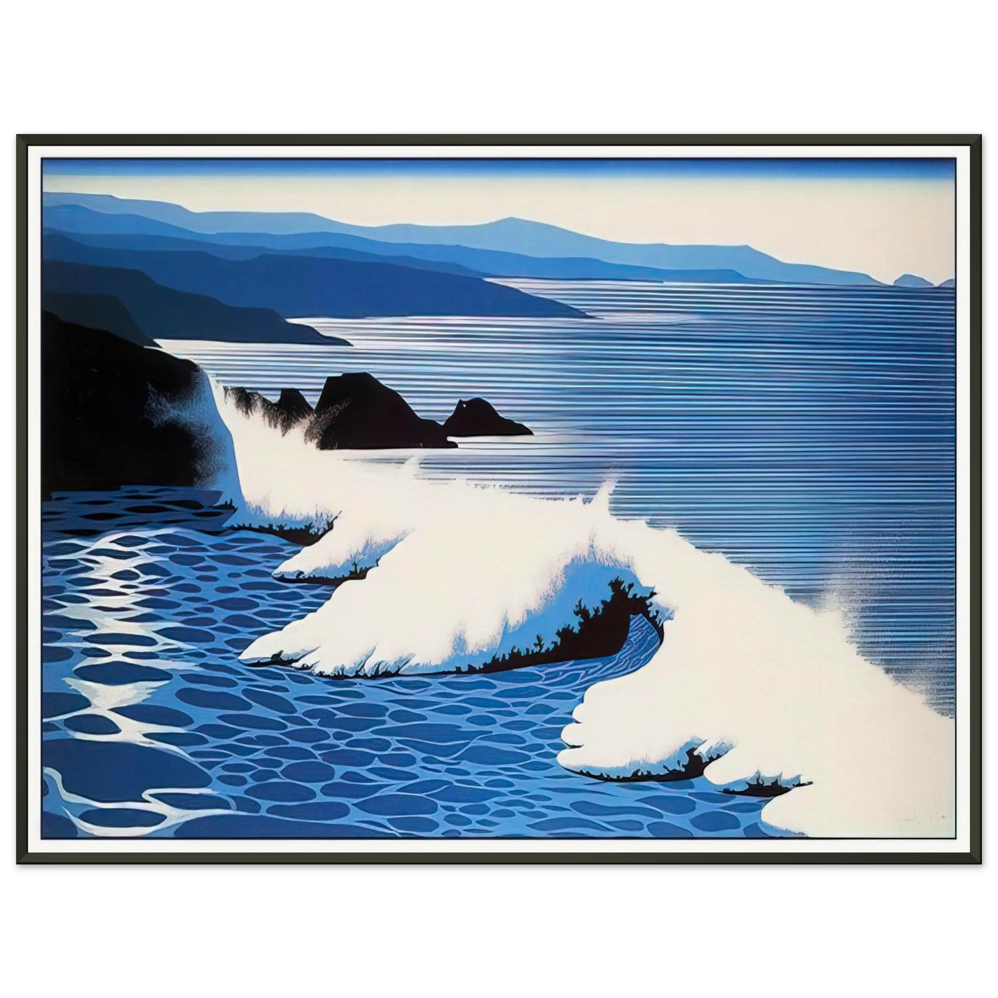 Eyvind Earle  The Wave Framed Art Print  - Aluminum Frame - 40x50 cm / 16x20 inches
