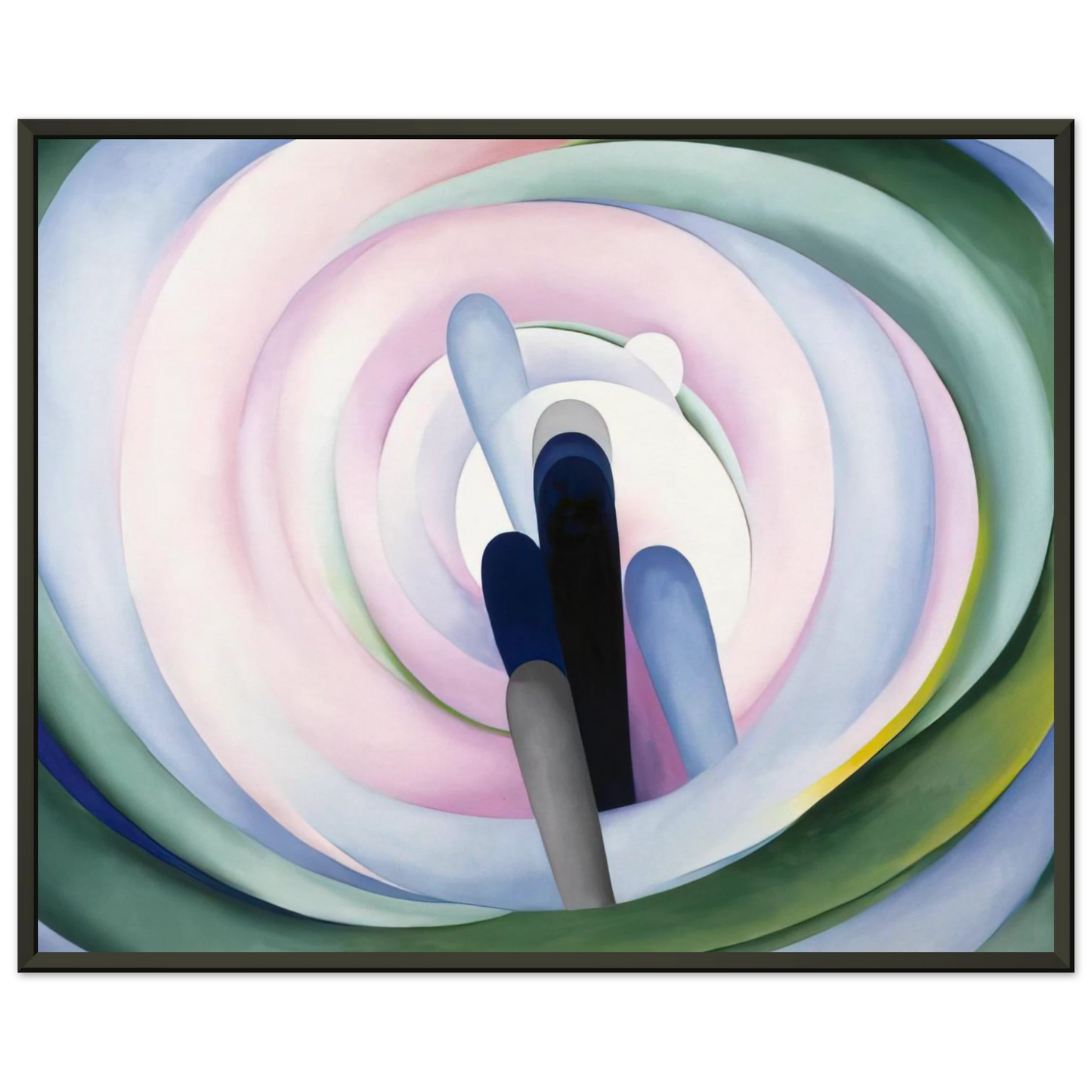 Georgia OKeeffe  Grey Blue and Black Pink Circle Framed Art Print  - Aluminum Frame - 60x80 cm / 24x32 inches