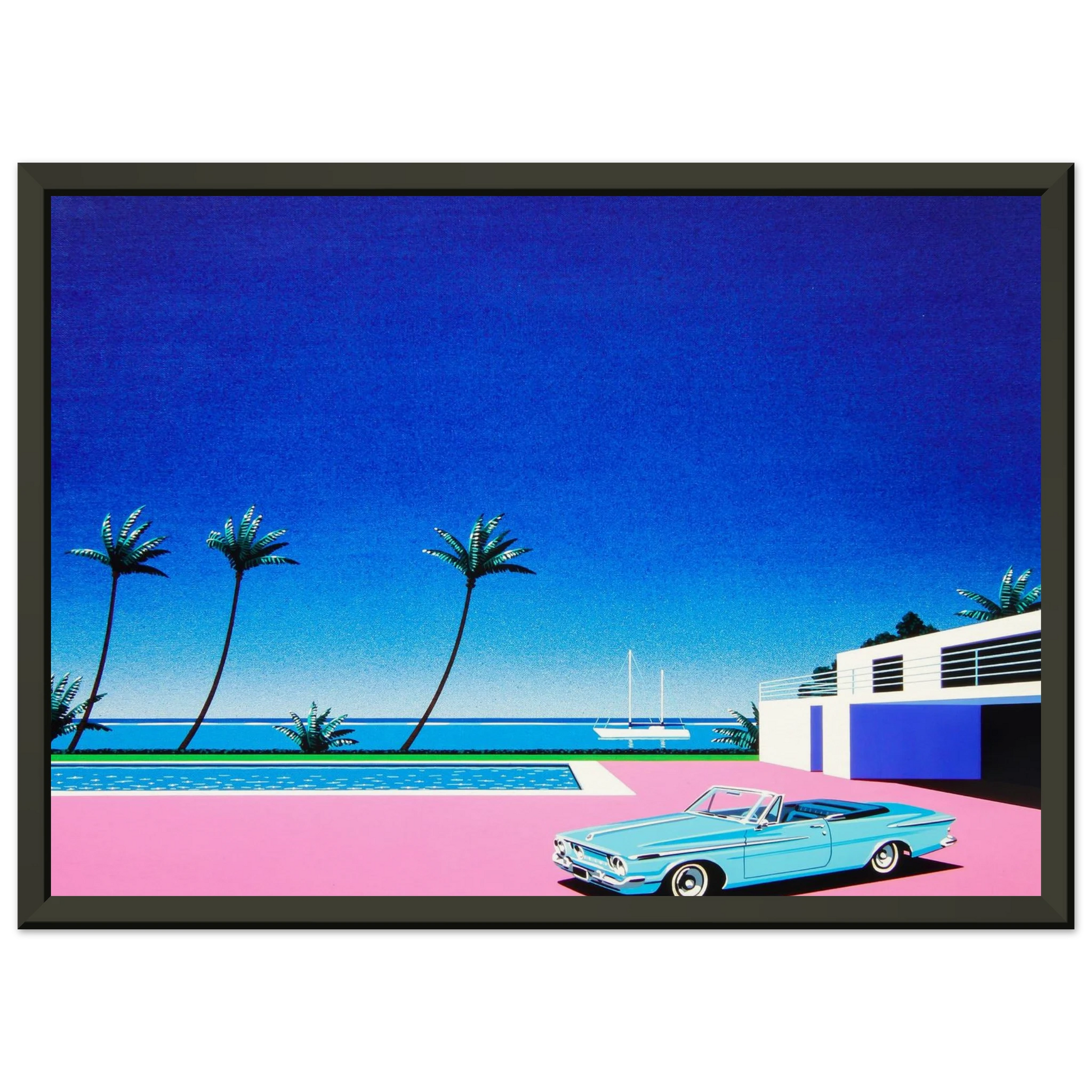 Hiroshi Nagai  Pink Driveway Framed Art Print  - Aluminum Frame - 60x80 cm / 24x32 inches