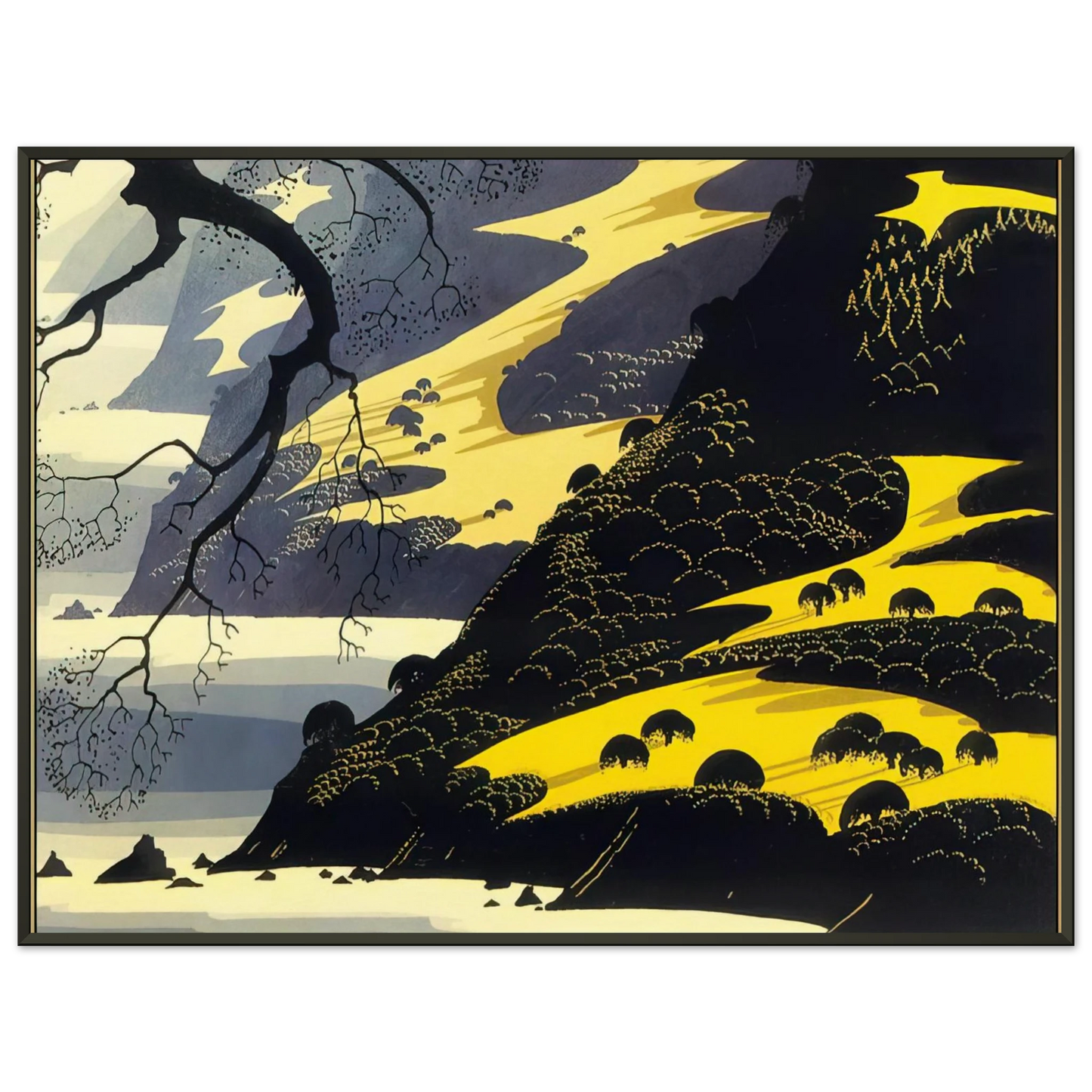 Eyvind Earle  Coastal Fog Framed Art Print  - Aluminum Frame - 40x50 cm / 16x20 inches