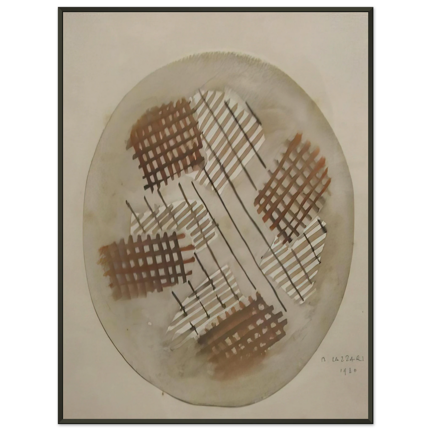 Bice Lazzari  Red and White Signals  1930 Framed Art Print  - Aluminum Frame - 60x80 cm / 24x32 inches